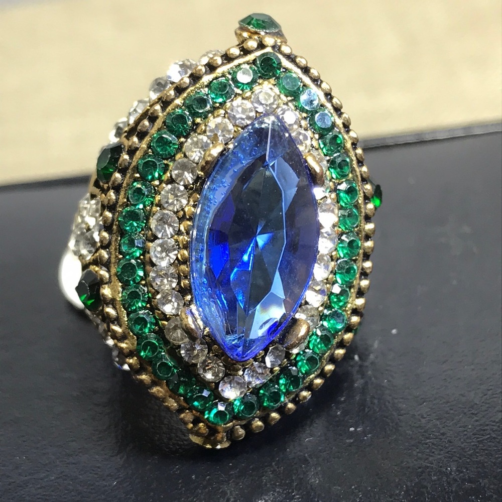 Multiple Crystal Stones Cooper Ring - image 3